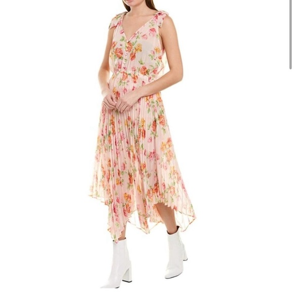 The Kooples Pleated Floral-Print Maxi Dress size 2 Bridal Shower Wedding Fairy - Picture 3 of 16